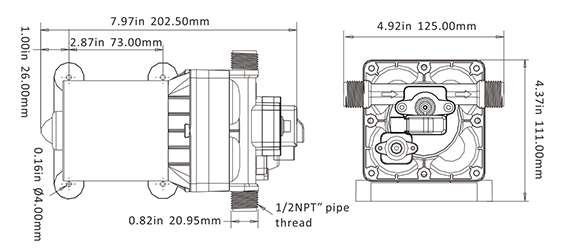  RainFlo Diaphragm Pump Dimensions